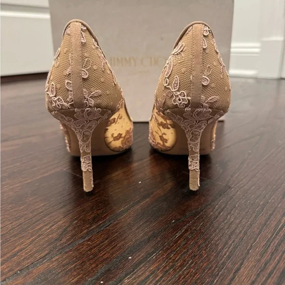 Jimmy Choo Women's Lace Embellished Pointed-Toe Pumps - Blush Pink - Picture 4 of 7